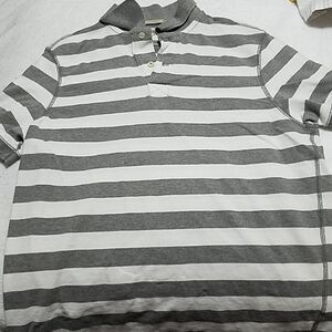 Converse Gray & White Striped Polo Shirt (M)